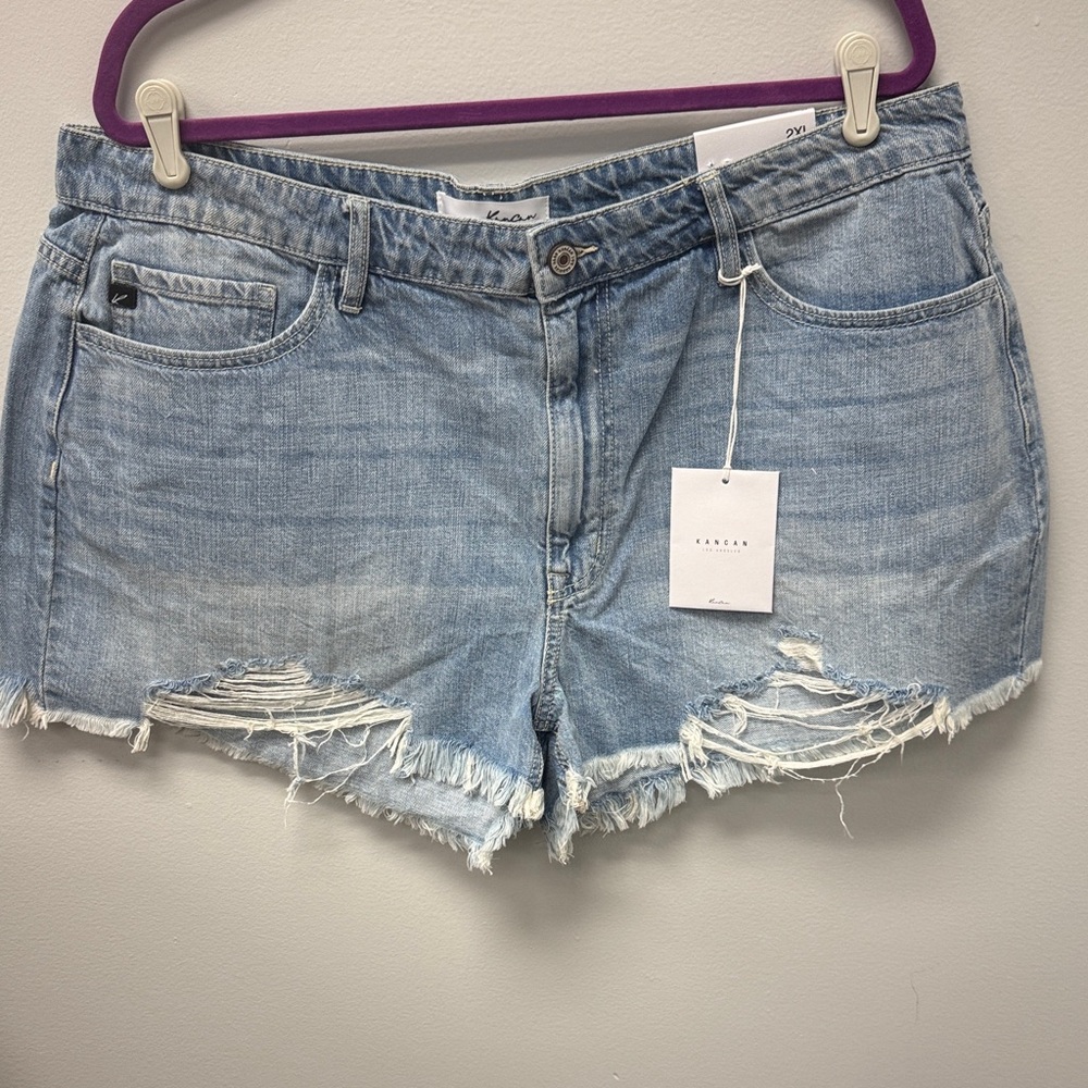 KanCan Light Blue Distressed Jean Shorts
